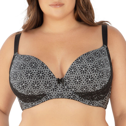 Casey Wired Padded Plunge Seamless T-shirt Bra - Mosaic Black