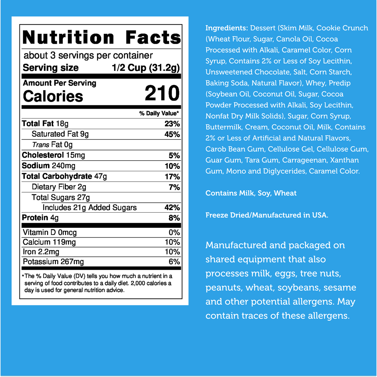 Freeze Dried Cookies & Cream Desert Ice Cream Bar Bites