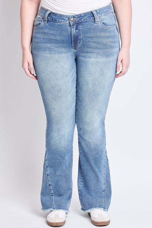 Low Rise Frayed Hem Flare Jeans