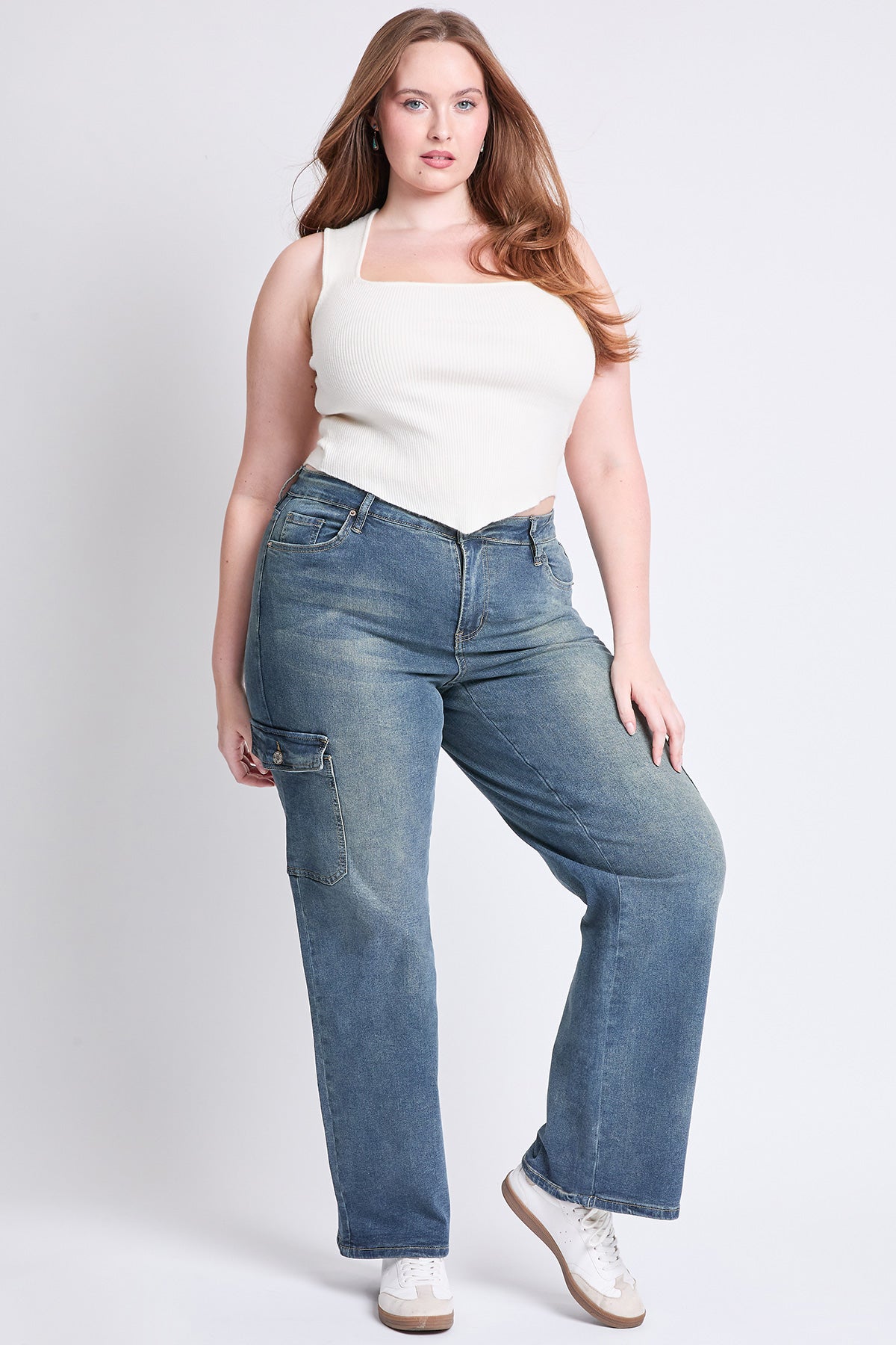 High Rise Wide Leg Skater Cargo Jeans
