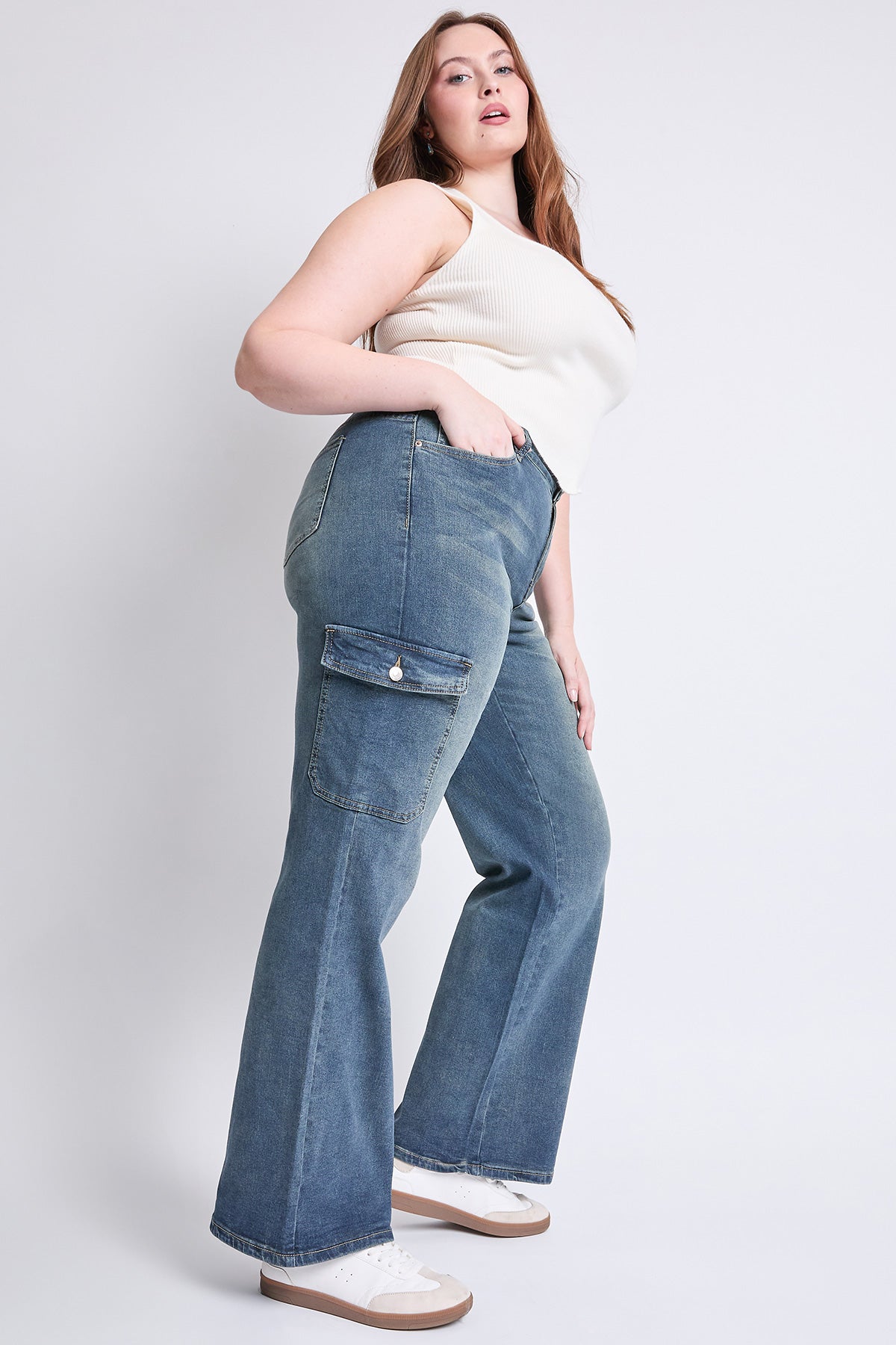 High Rise Wide Leg Skater Cargo Jeans