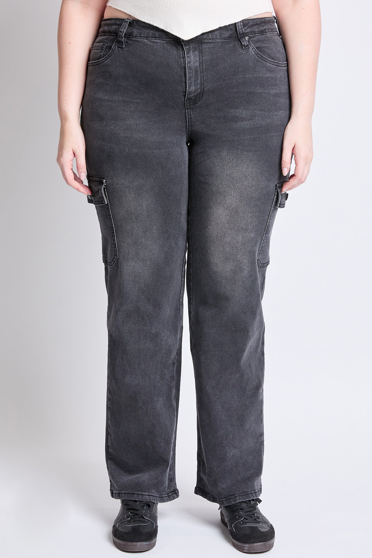 High Rise Wide Leg Skater Cargo Jeans