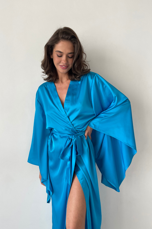 Sea Neon Blue Kimono Robe