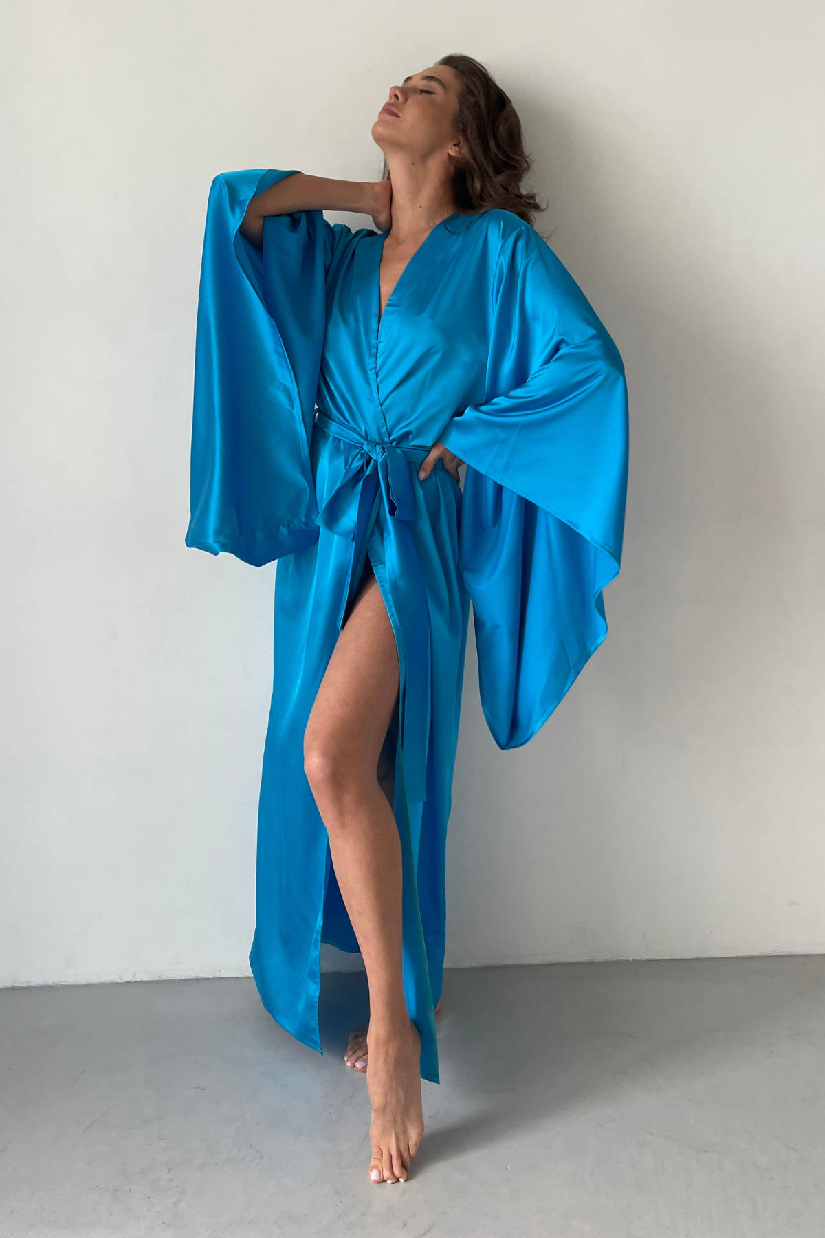 Sea Neon Blue Kimono Robe