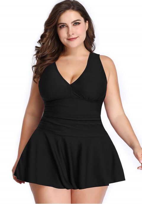 Solid Colour Two Piece Swimsuit