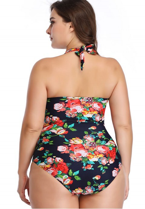 One Piece Plus Size Tie-Front Underwire Swimsuit