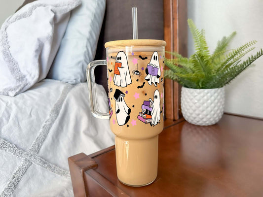 Ghosts and Books Tumbler With Lid and Straw