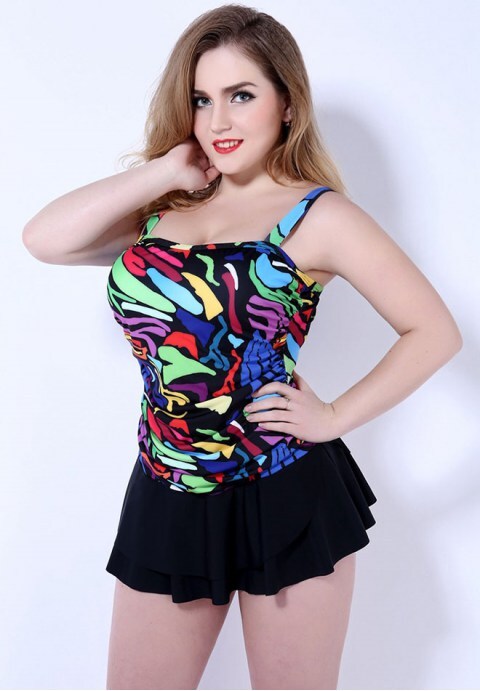 One Piece Colorful Swimsuit Dress