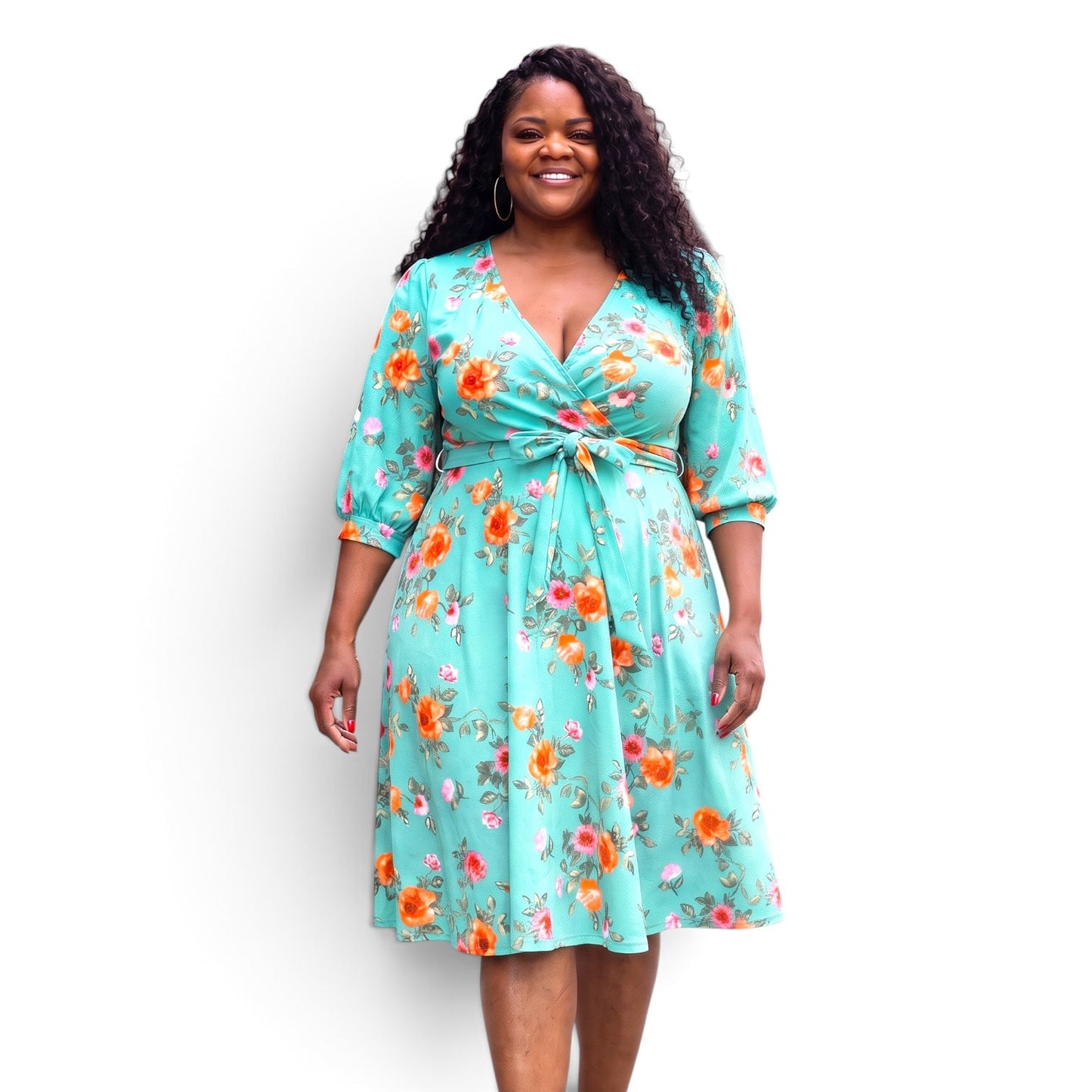 Floral A Line Flare Dress With Belt