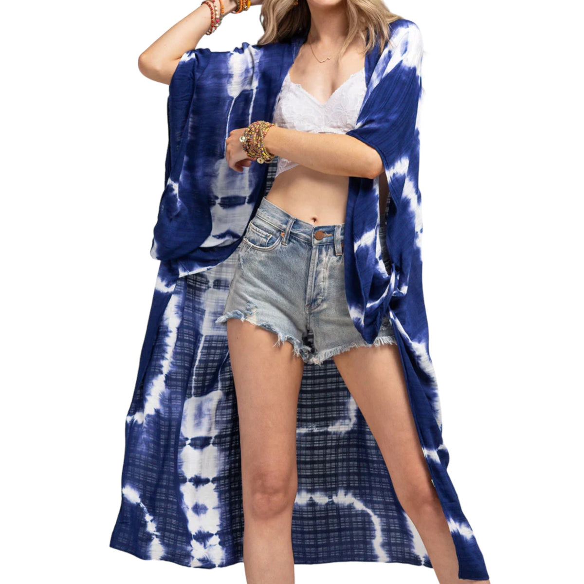 Tie Dye with Crochet Accent Kimono