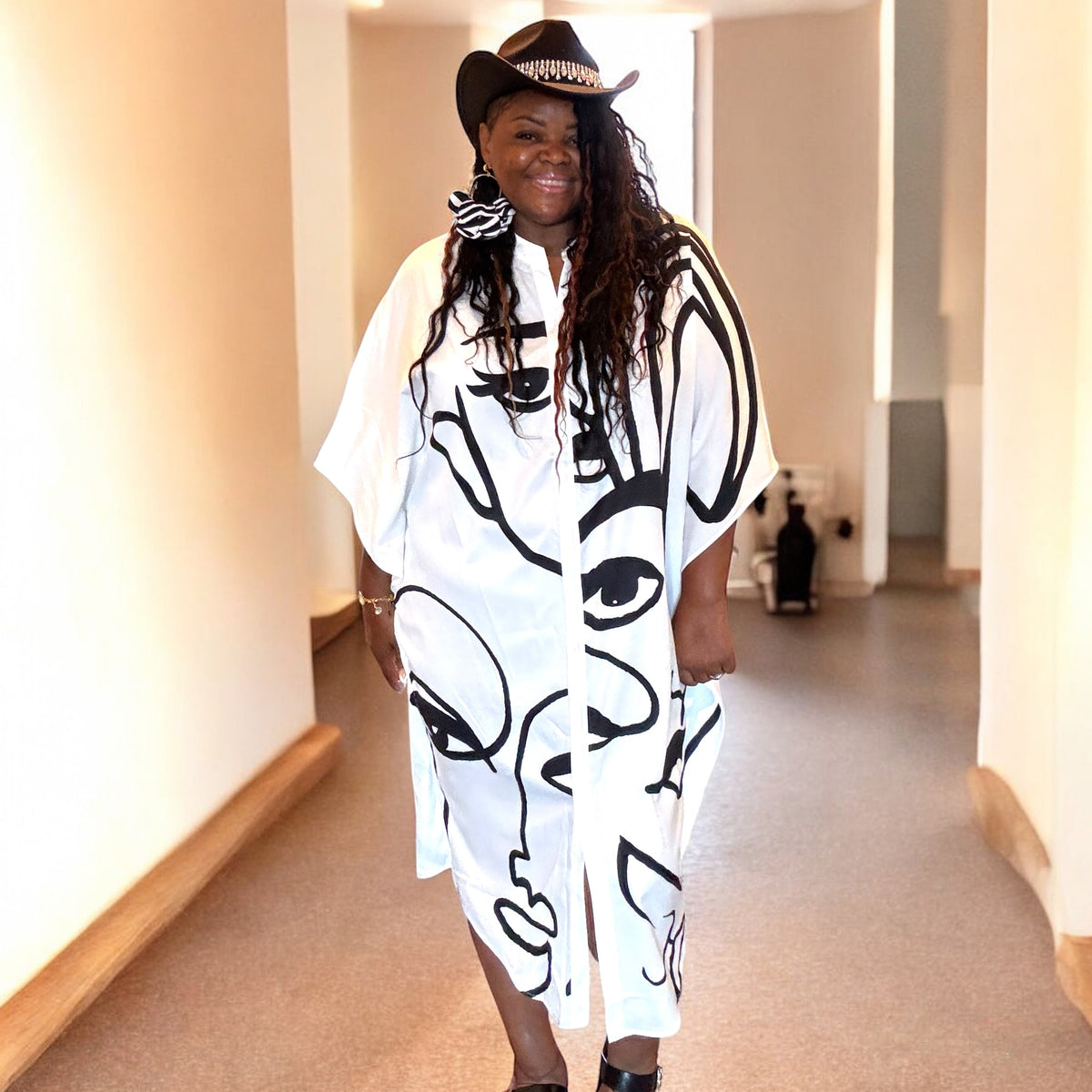 Face Abstract Shirt Dress
