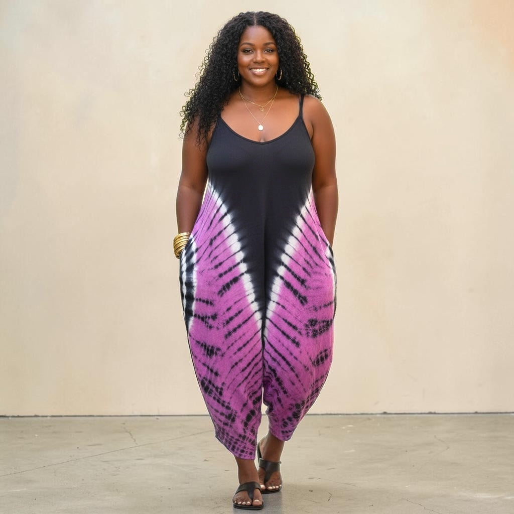 Tie Dye Jumpsuit With Pockets