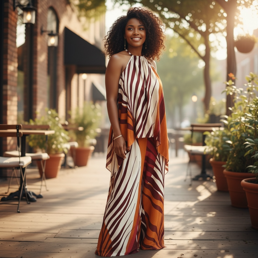 Chic Two-Piece Multicolored Pantsuit
