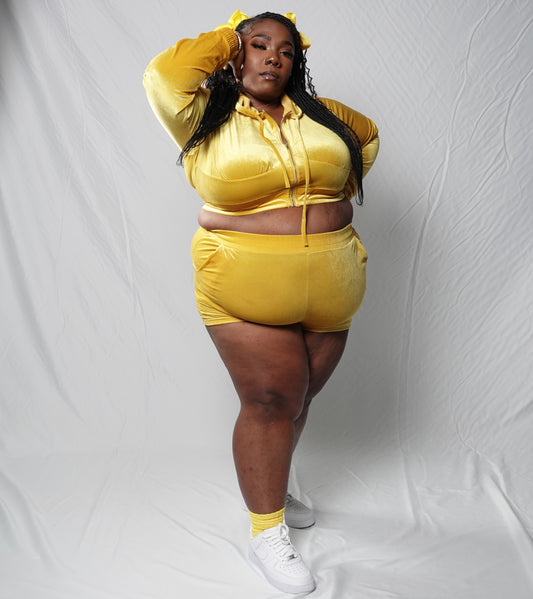 “Bubba Sparx” Mustard Hoodie And Shorts Set