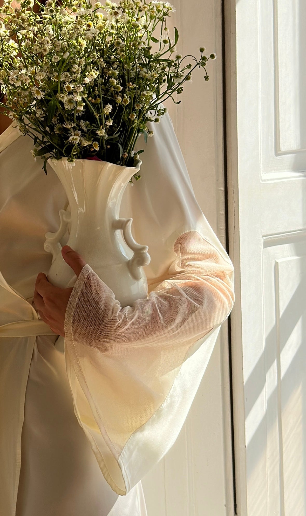 Serene Silky Long Robe With Open Back