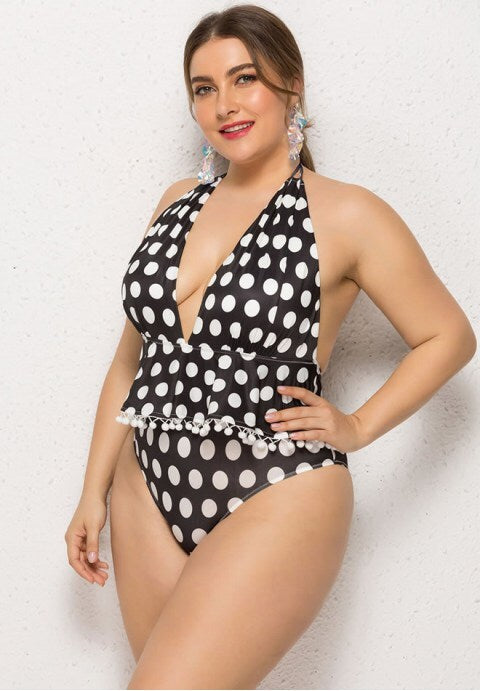 Plus Size Polka Dot One Piece Swimsuit