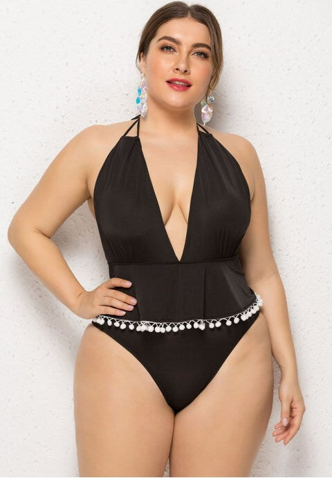 Black Skirted One Piece Swimsuit