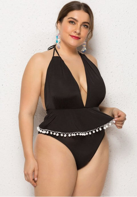 Black Skirted One Piece Swimsuit