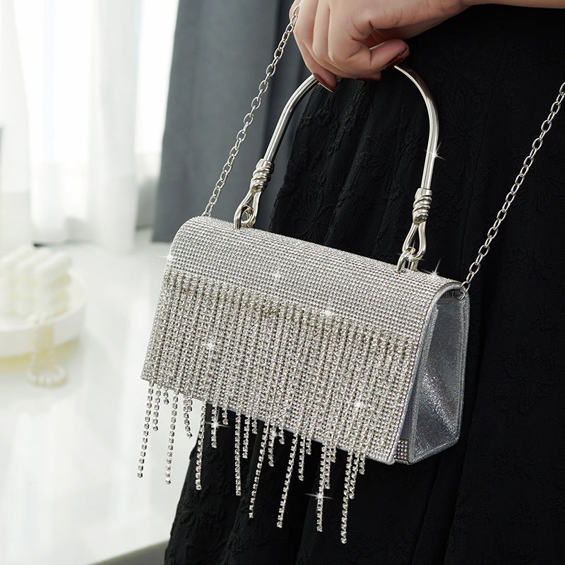 GlitteringTassel Rhinestone Small Square Bag