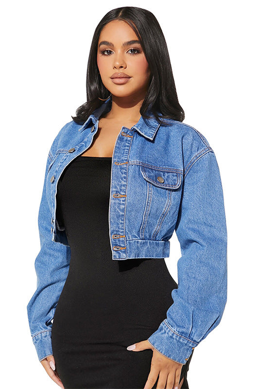 “Peek, No Boo” Denim Crop Jacket