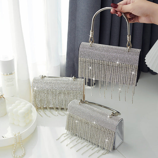 GlitteringTassel Rhinestone Small Square Bag