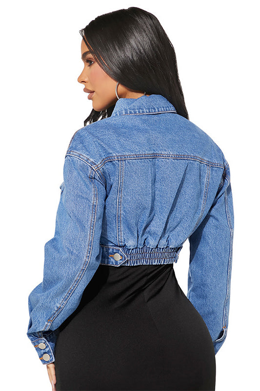 “Peek, No Boo” Denim Crop Jacket