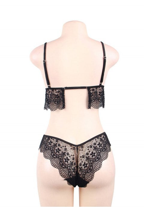 Black Lace Temptation 2pcs Bralette Lingerie Set