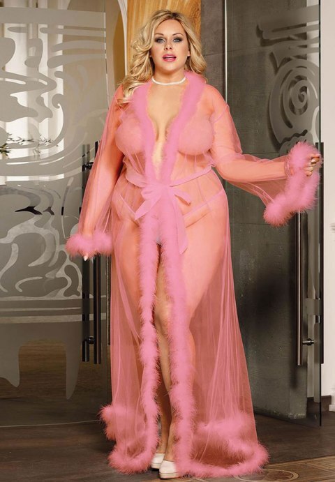 Plus Size Provence Long Mesh Robe