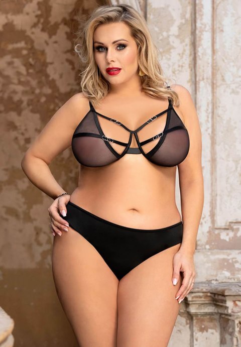 Sheer Mesh Strappy Bra Set