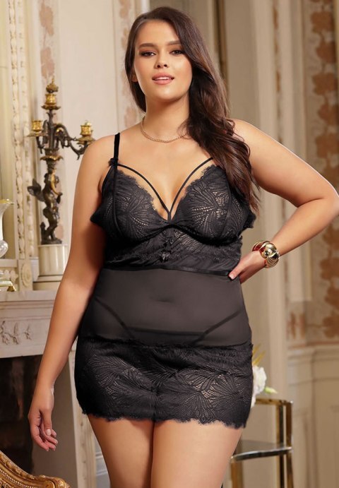 Sexy Lace Tight Adjustable Shoulder Straps Black Babydoll