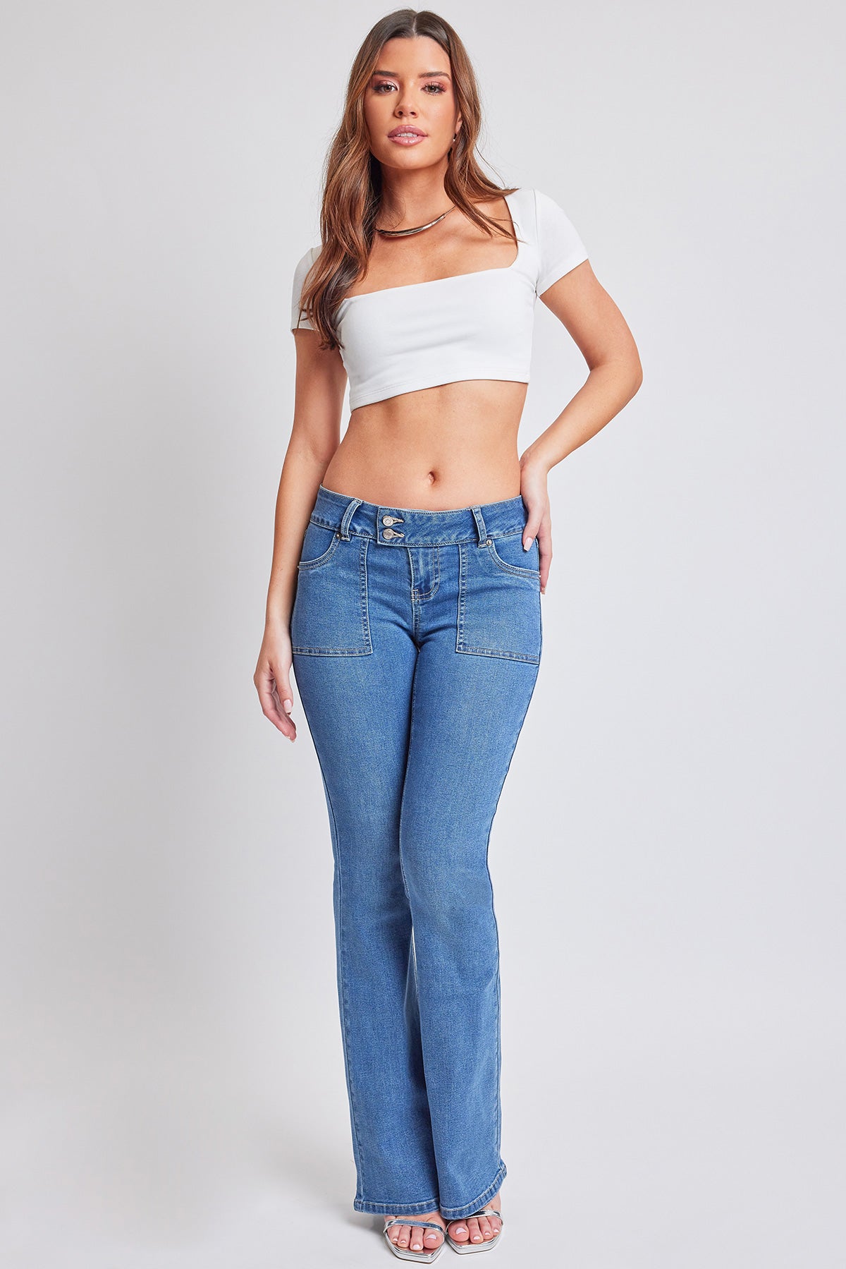 Flare Flap Back Pocket Jeans