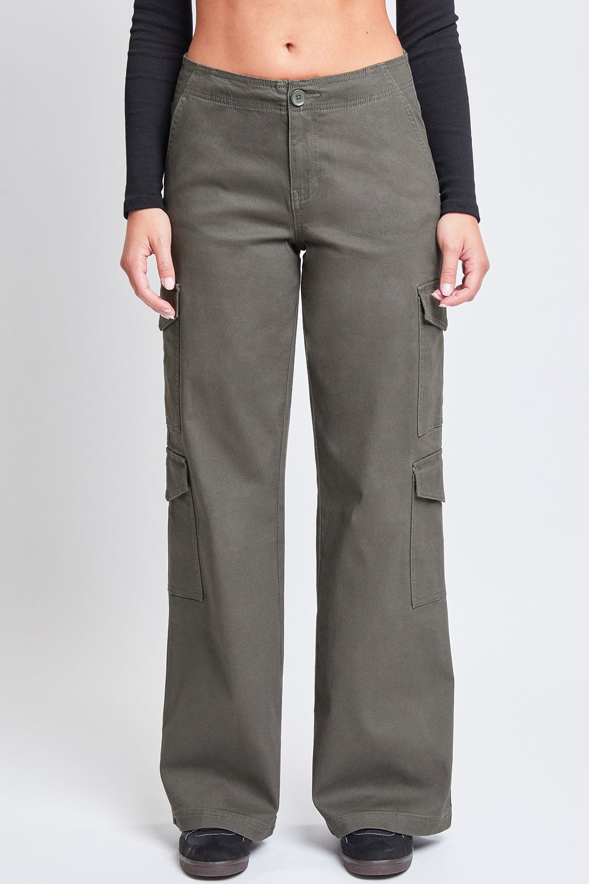 High Rise Double Pocket Wide Leg Cargo Pants