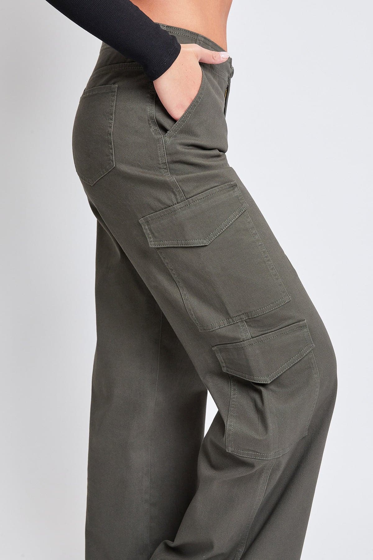 High Rise Double Pocket Wide Leg Cargo Pants