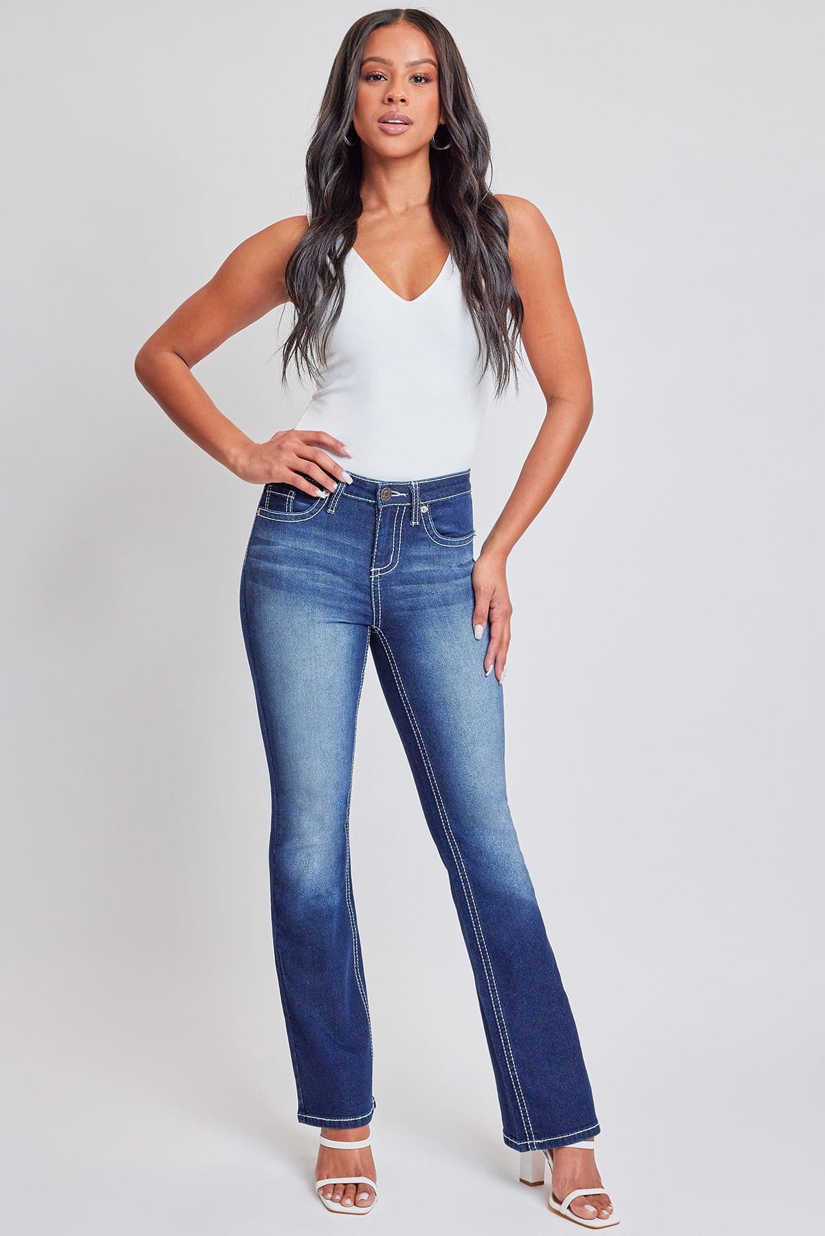 Heavy Stitch Mid Rise Bootcut w/ Embroidery
