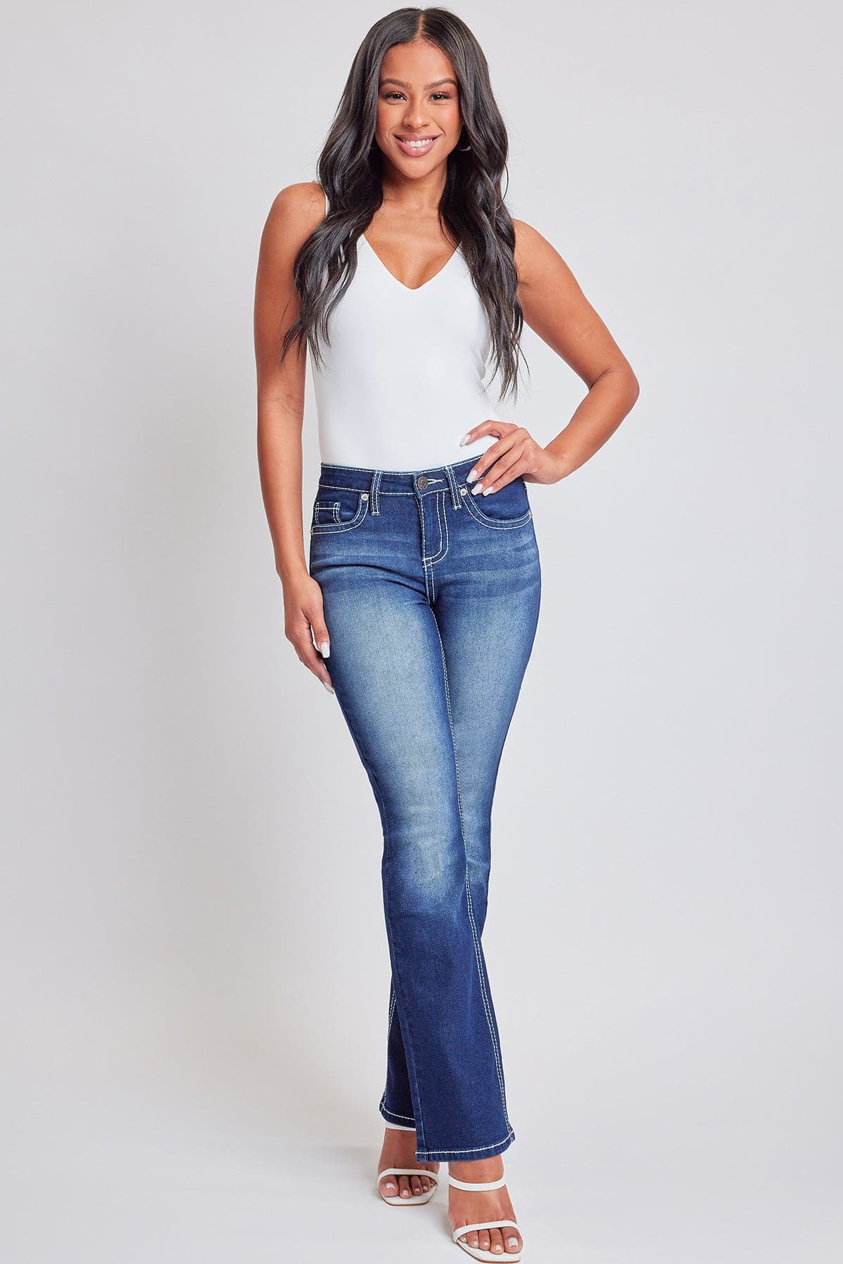 Heavy Stitch Mid Rise Bootcut w/ Embroidery