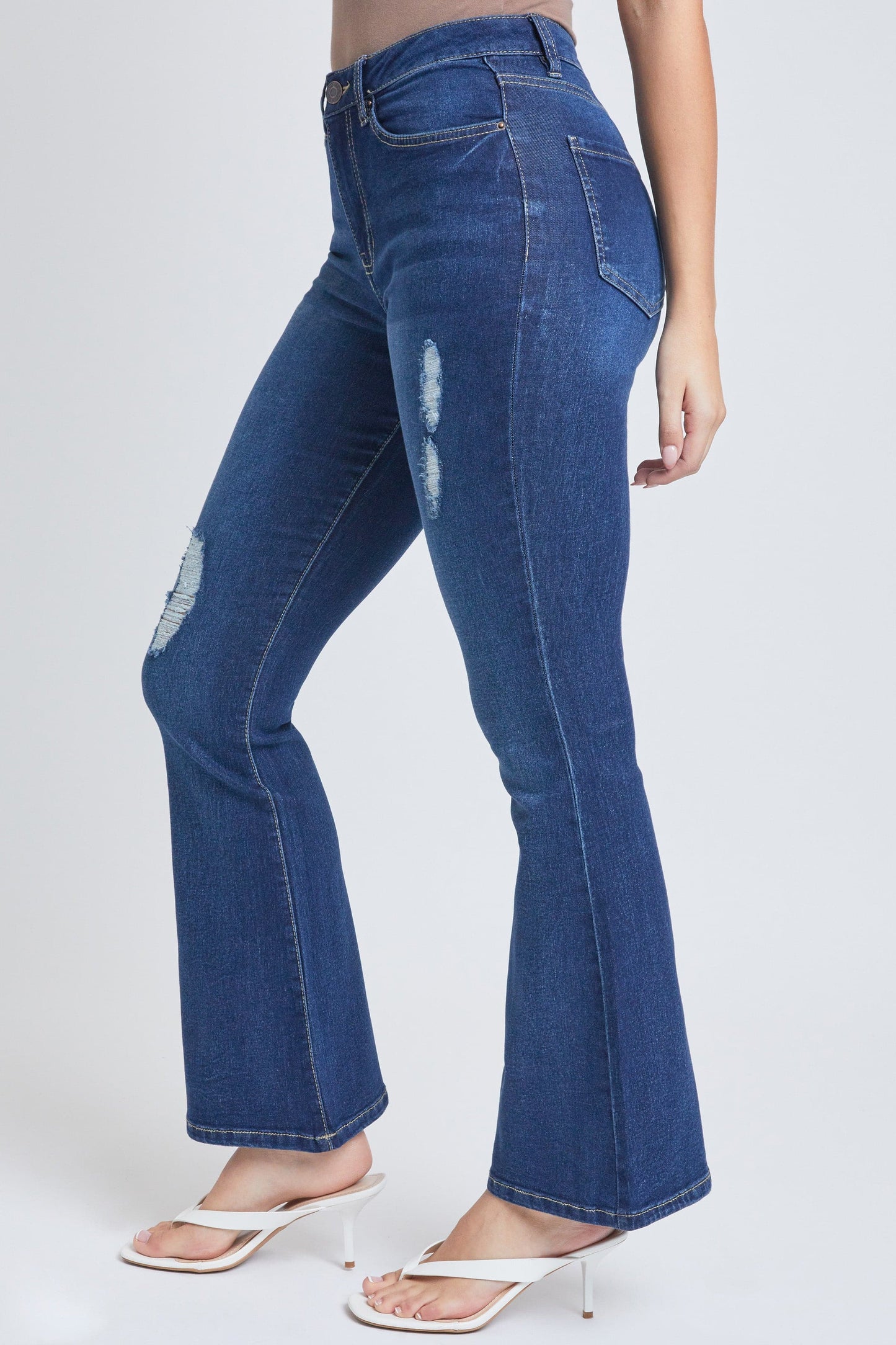 Essential Distressed Flare Jeans-Distressed