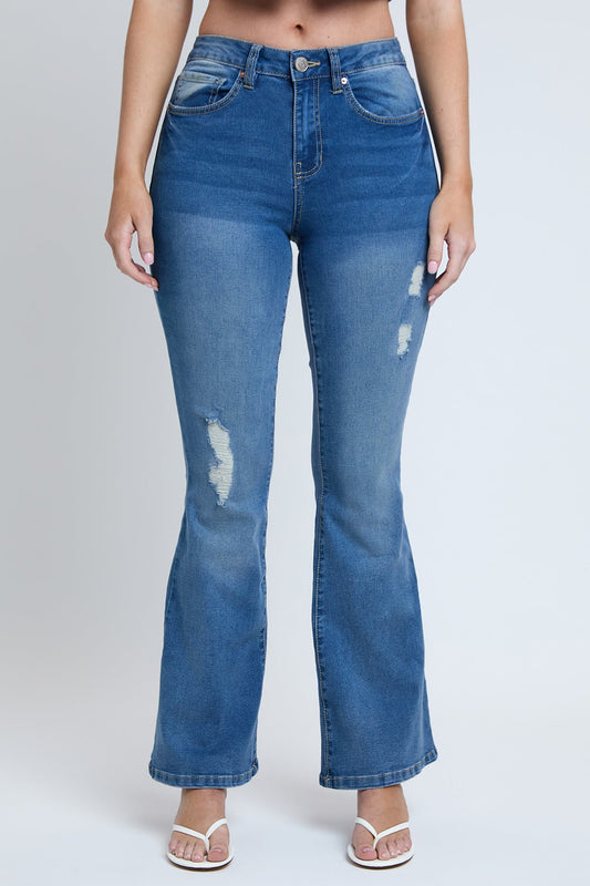 Essential Distressed Flare Jeans-Distressed