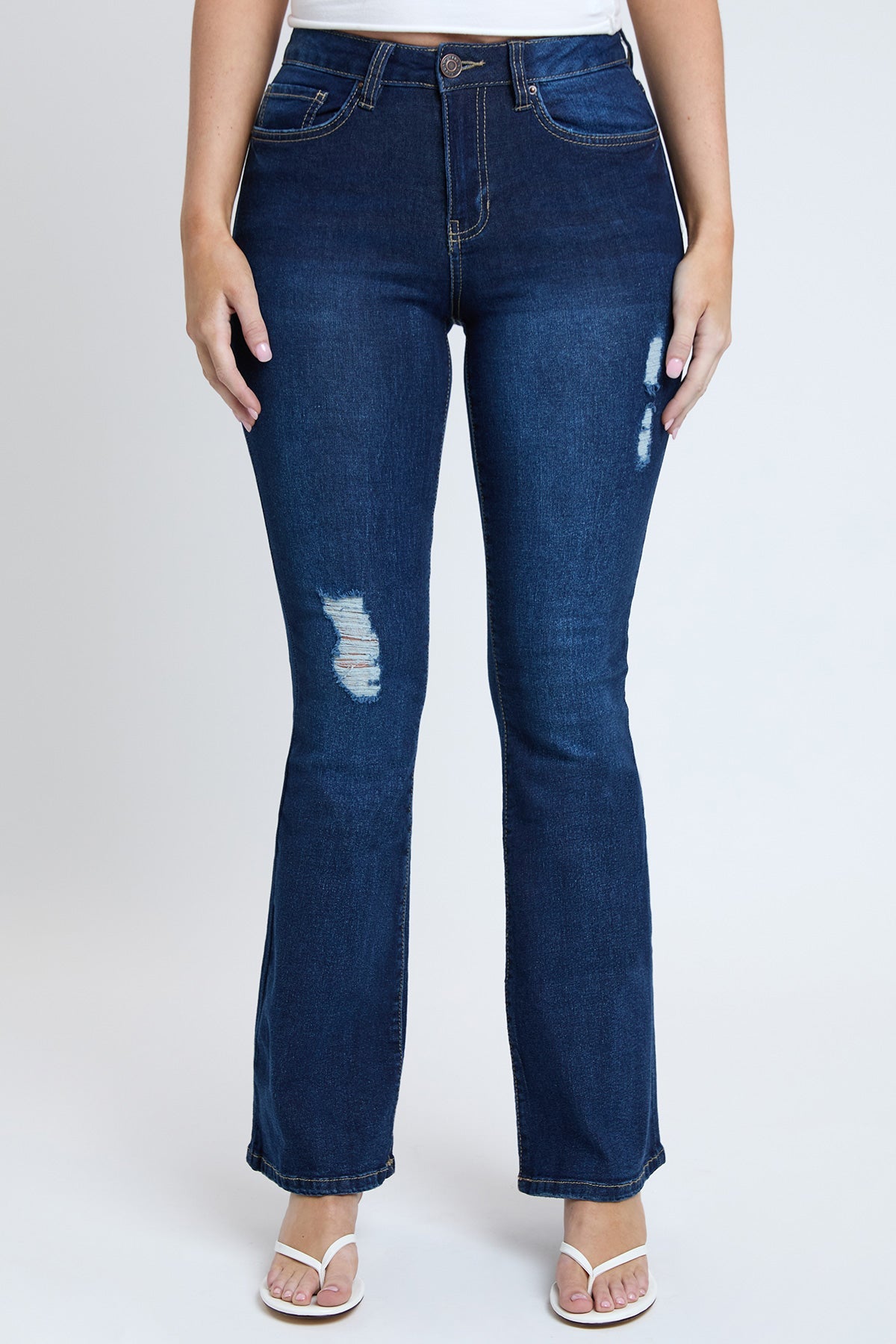 Essential Distressed Flare Jeans-Distressed