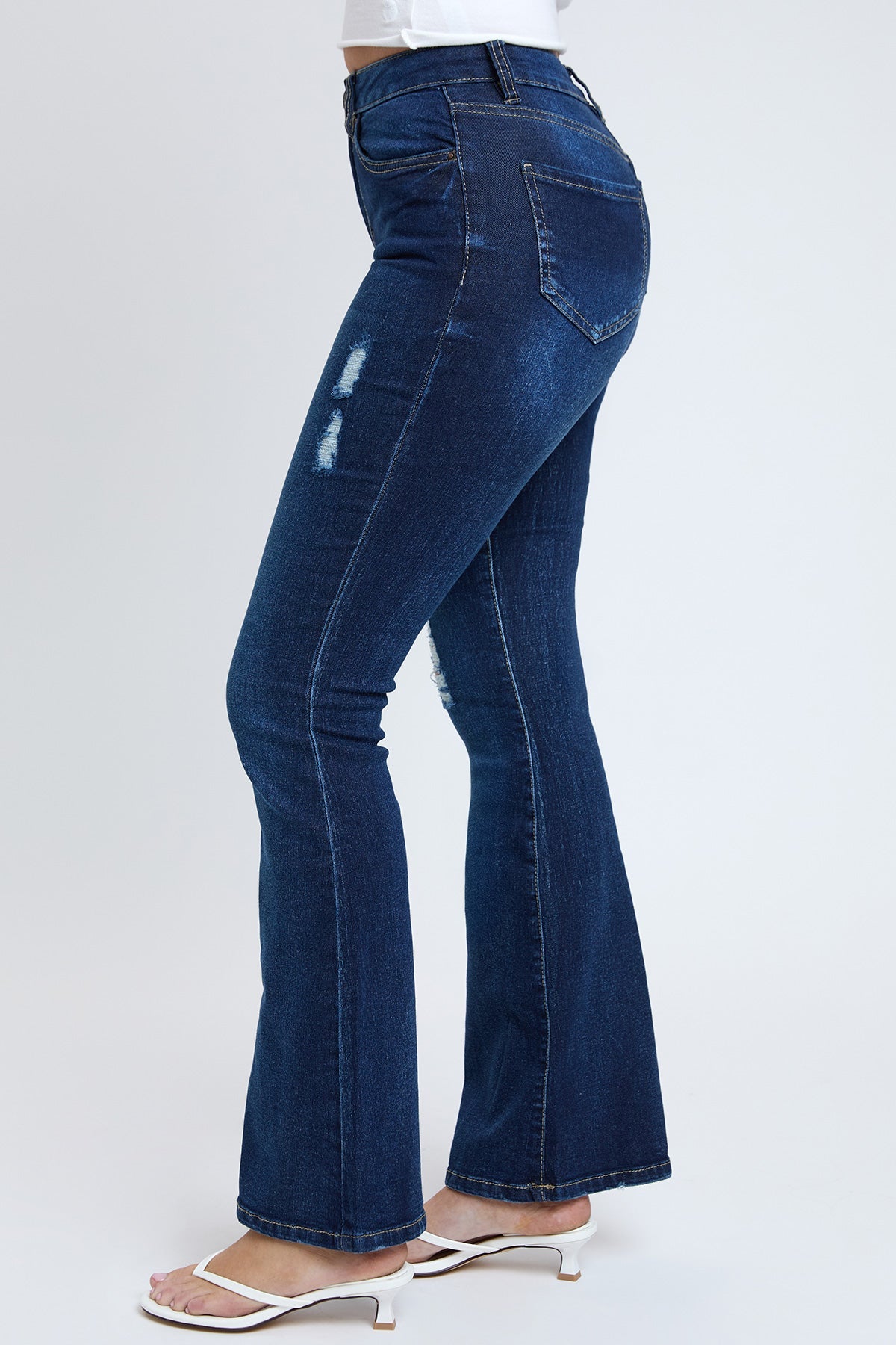 Essential Distressed Flare Jeans-Distressed