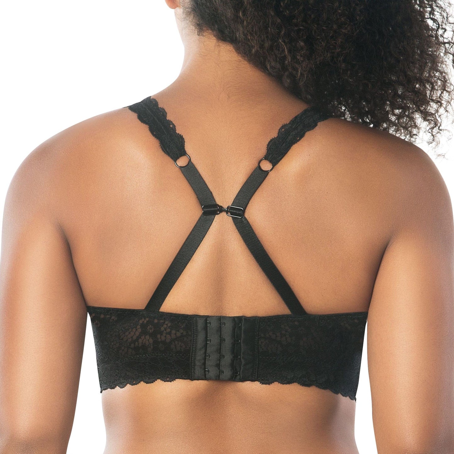 Adriana Curvy and Full Bust Supportive Wire-free Lace Bra - Black