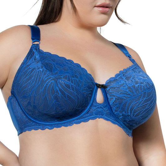 Full Bust Lace Unlined Wired Bra - Sapphire