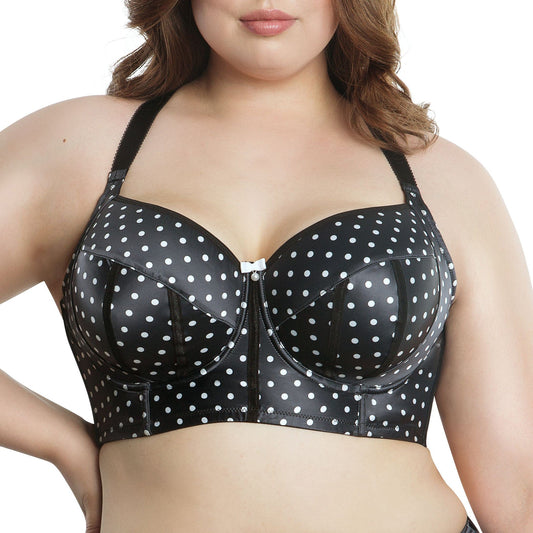 Charlotte Longline Full Bust Padded Bra - Black Dot