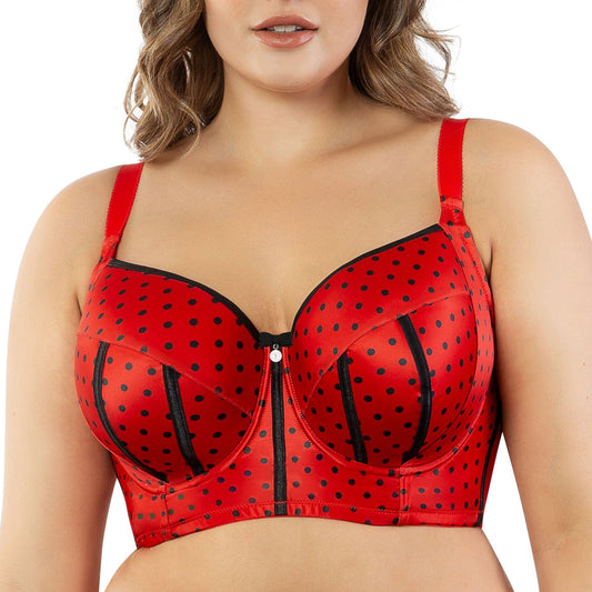 Charlotte Longline Full Bust Padded Bra - Racing Red Dot