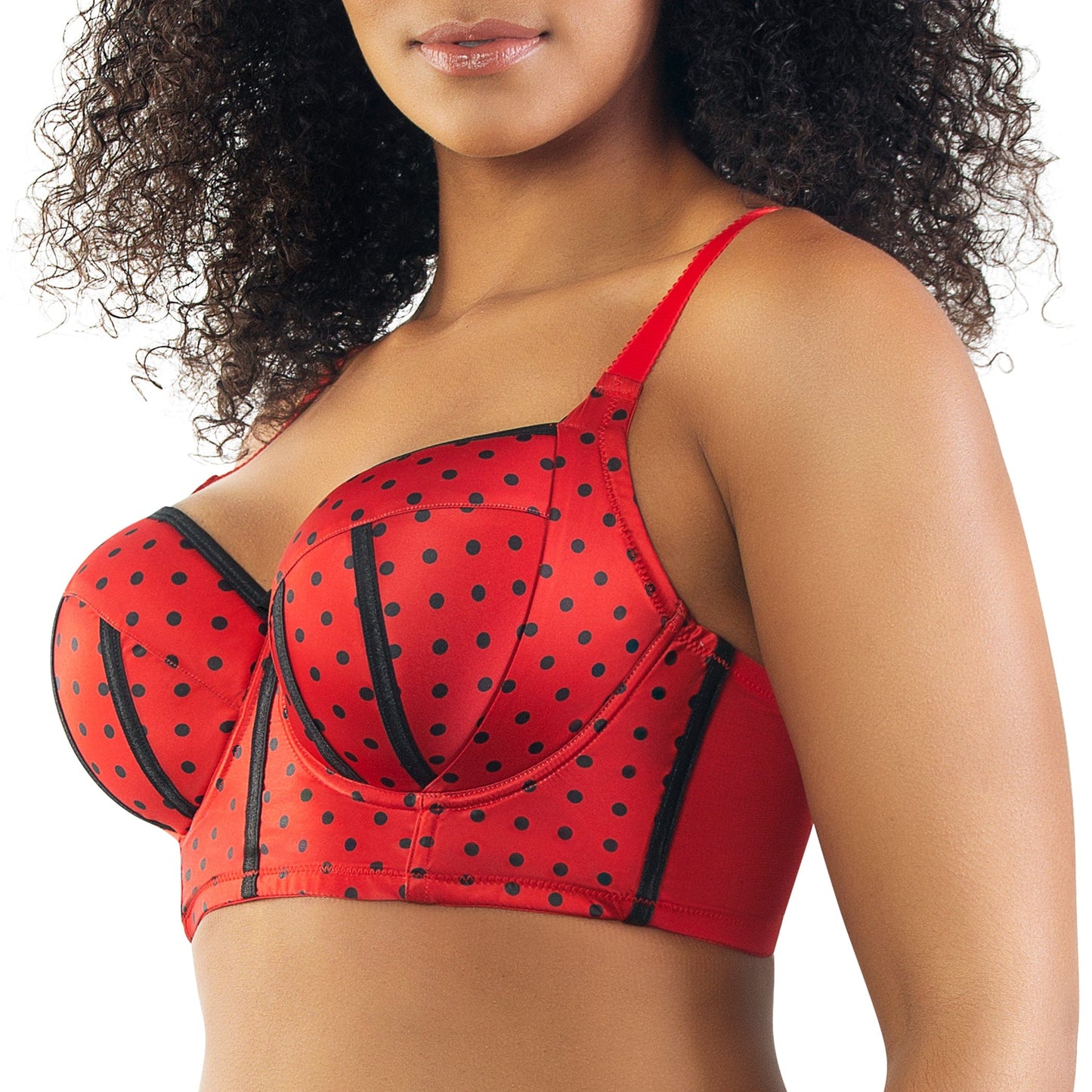 Charlotte Longline Full Bust Padded Bra - Racing Red Dot