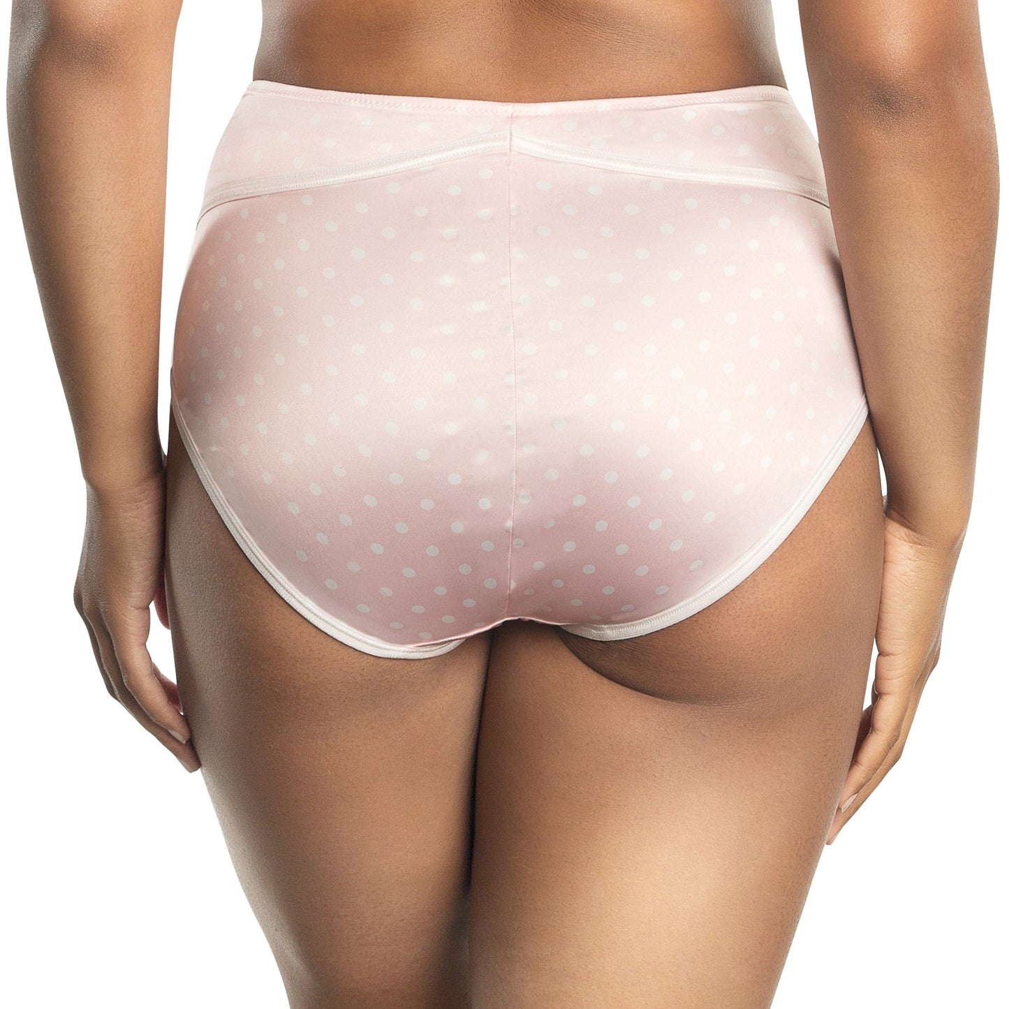 Charlotte Full Figured Curvy High Waist Brief Vintage - Petal Pink Dot