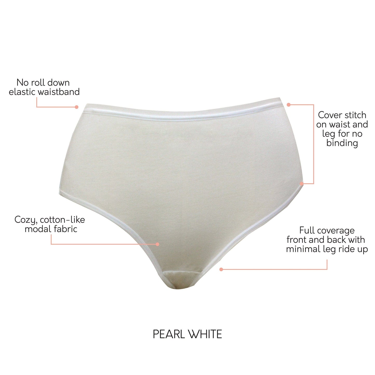 Cozy Brief Cotton Like Fabric Full Coverage - Pearl White