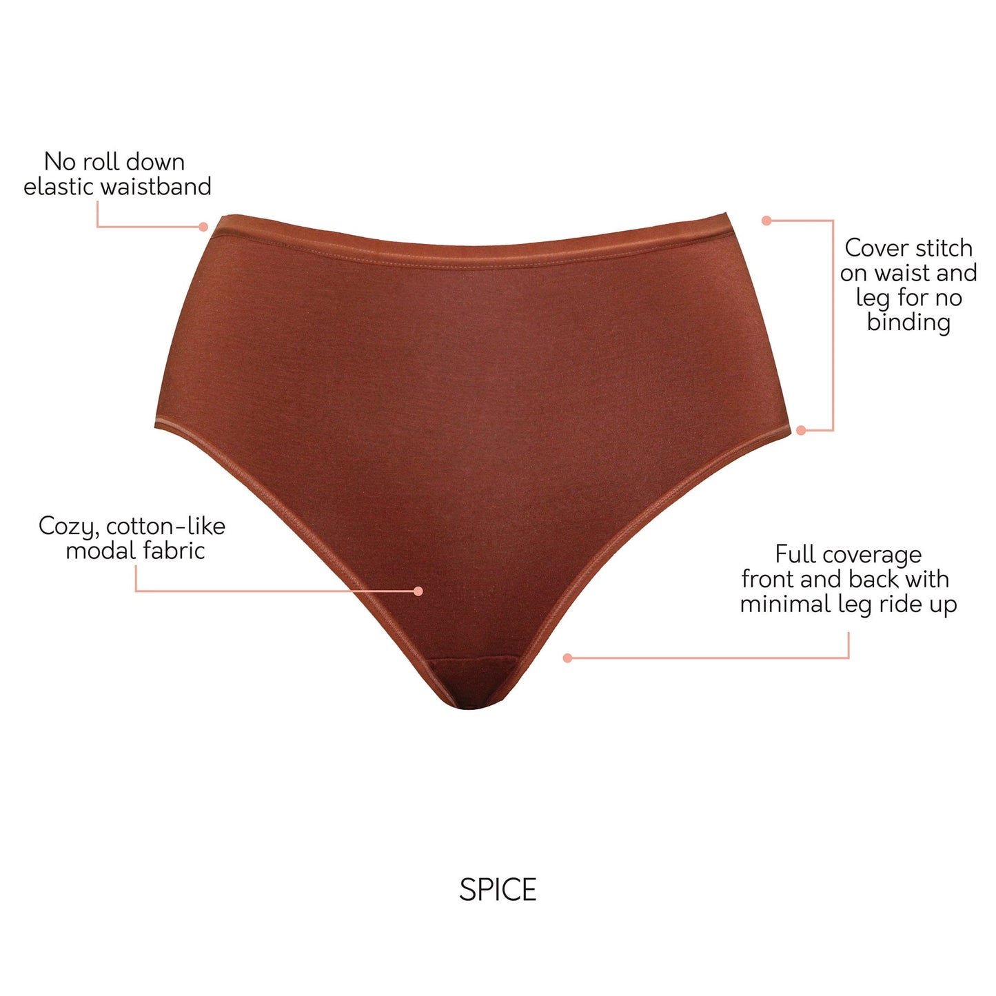 Cozy Brief Cotton Like Fabric Full Coverage - Spice