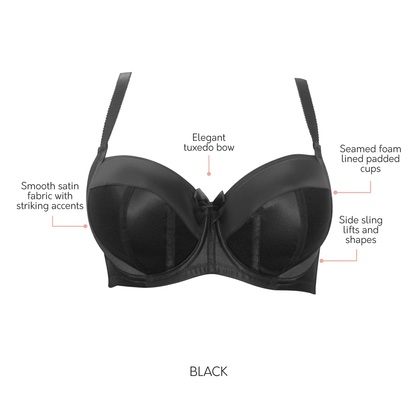 Charlotte Full Busted and Full Figured Sexy Padded Bra - Black