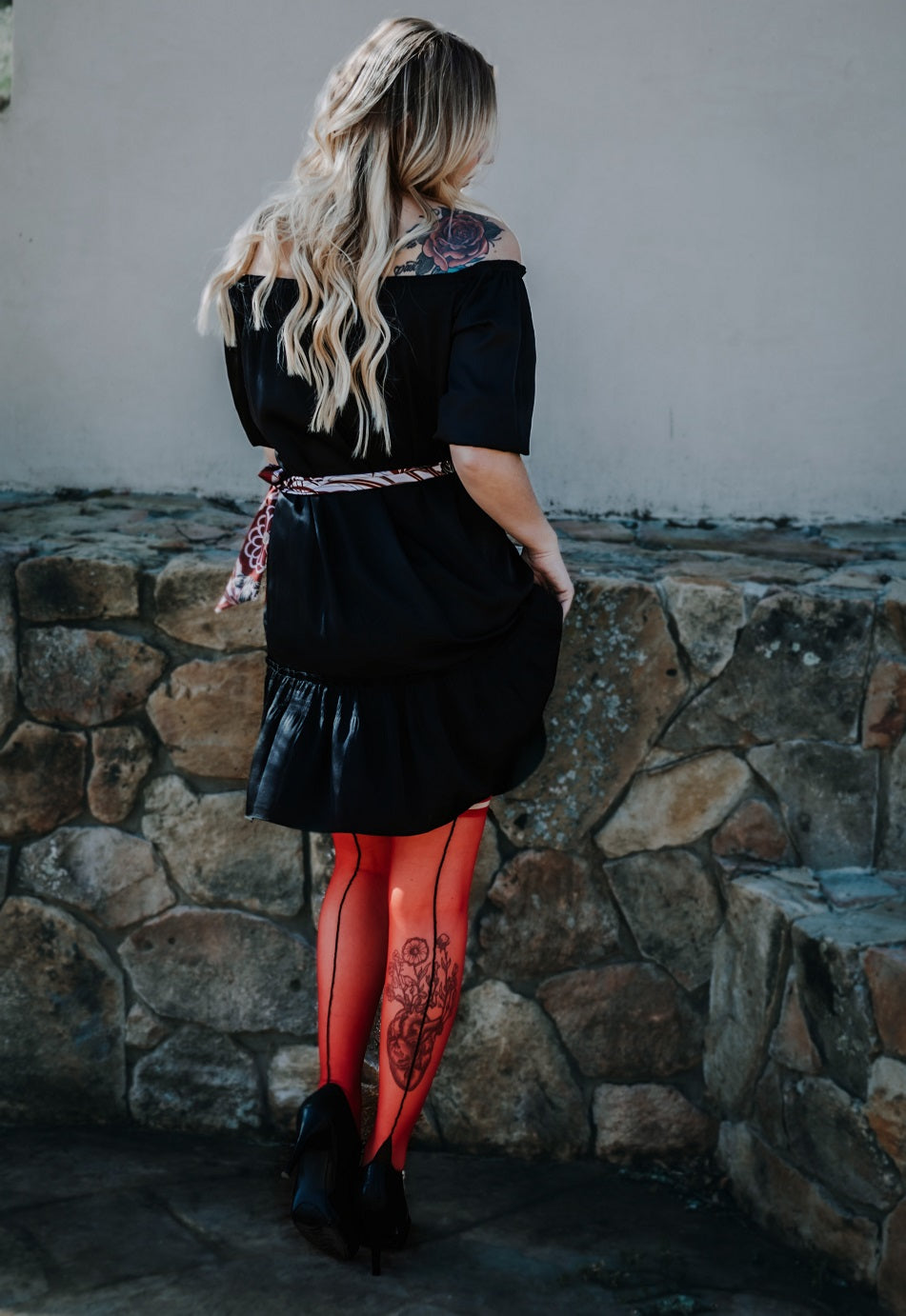 Monica: You'll be Feeling Hot Hot Hot! Red Sheer with Black Seam, Cuban Heel Thigh Highs