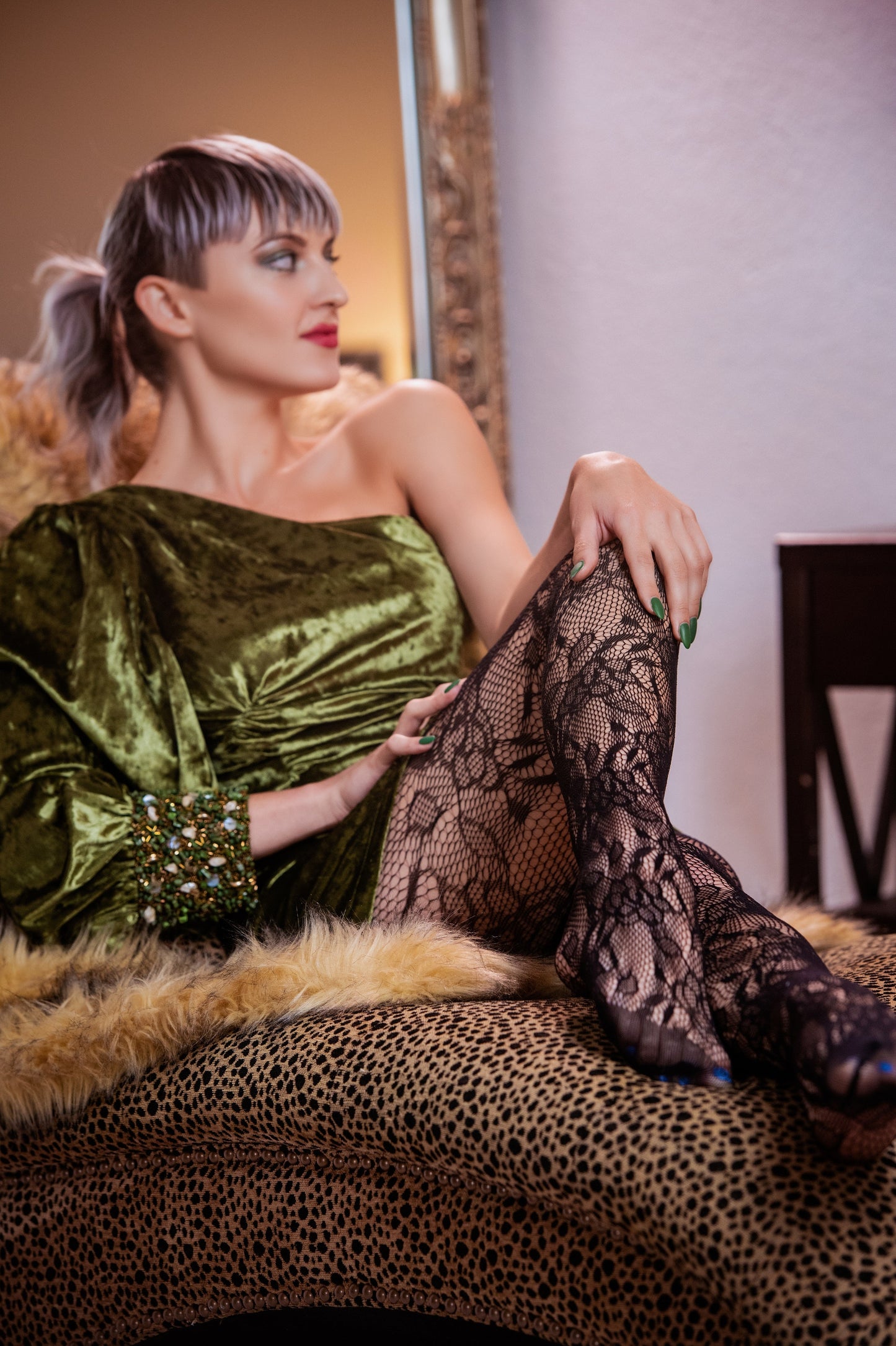 Fishnet Tights Flower Black